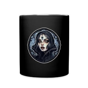 Goth Girl Gothic Frau Vampir Mystisch - Tasse einfarbig - Schwarz - Vorne