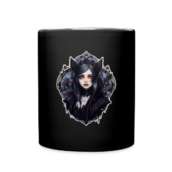 Goth Girl Gothic Red Vampire Mystical Bat - Mug uni - noir - Devant