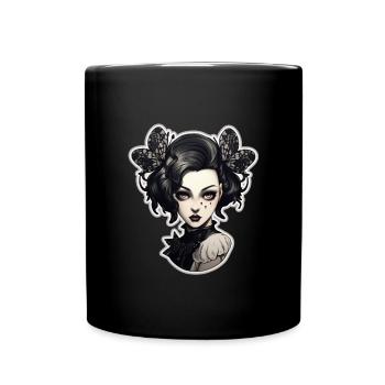 Goth Girl Gothic Schmetterling Horror Böser Blick - Tasse einfarbig - Schwarz - Vorne