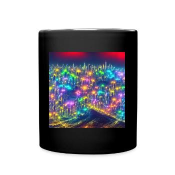 A bustling cityscape of neonlit skyscrap - Tasse einfarbig - Schwarz - Vorne