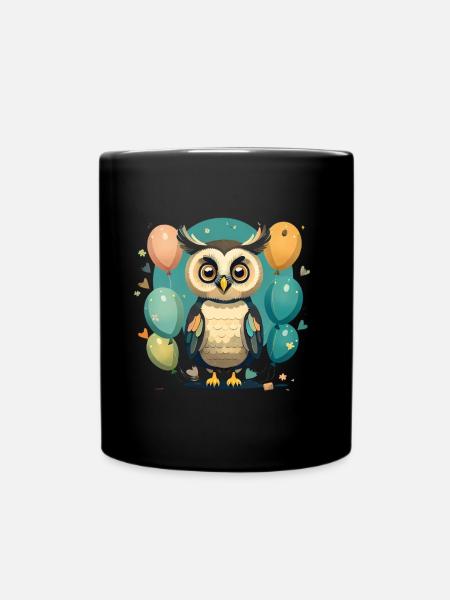 Eule - Tasse einfarbig - Schwarz