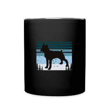 Boxer Hund Silhouette Vintage Sonnenuntergang für Hundeliebhaber - Tasse einfarbig - Schwarz - Vorne