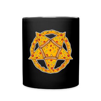 Pentagramm Pizza lustig - Tasse einfarbig - Schwarz - Vorne