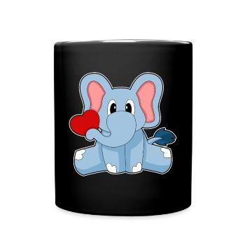 Elefant Herz - Tasse einfarbig - Schwarz - Vorne