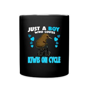 Just a Boy who Loves Kiwis on cycle - Tasse einfarbig - Schwarz - Vorne