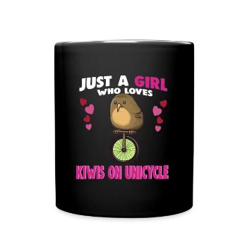 Just a Girl who Loves Kiwis on Unicycle - Tasse einfarbig - Schwarz - Vorne