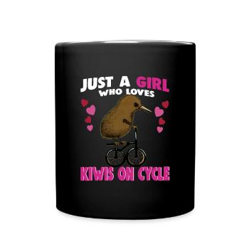 Just a Girl who Loves Kiwis on cycle - Tasse einfarbig - Schwarz - Vorne