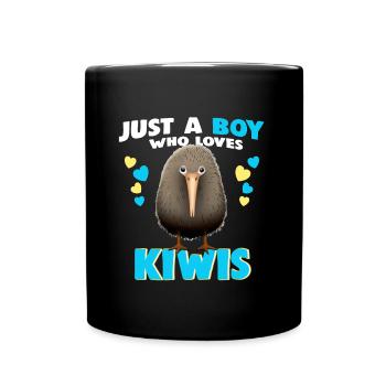 Just a Boy who Loves Kiwis - Tasse einfarbig - Schwarz - Vorne