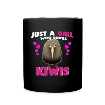 Just a Girl who Loves Kiwis - Tasse einfarbig - Schwarz - Vorne