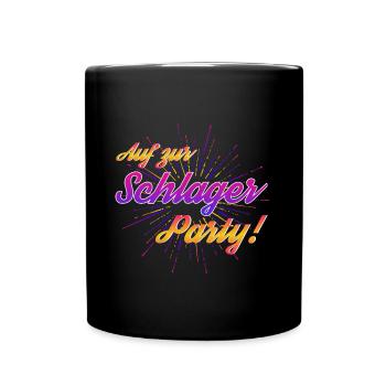 Auf zur Schlagerparty - Tasse einfarbig - Schwarz - Vorne