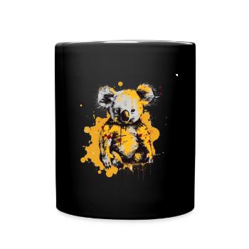 Koala in Farbklecksen - Tasse einfarbig - Schwarz - Vorne