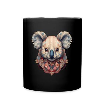 Koala Indianerabbild - Tasse einfarbig - Schwarz - Vorne