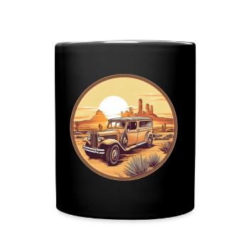 Oldtimer in the Desert - Tasse einfarbig - Schwarz - Vorne