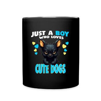 Just a Boy who Loves cute dogs - Full Colour Mug - black - Front