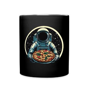 Astronaut with salami pizza space design - Full Colour Mug - black - Front
