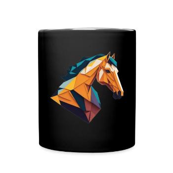 Origami Horse - Full Colour Mug - black - Front