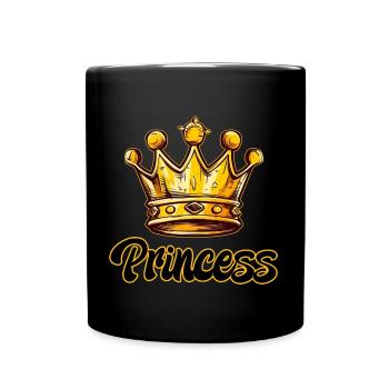 MOTIF PRINCESSE AVEC COURONNE EN OR JAUNE - Mug uni - noir - Devant