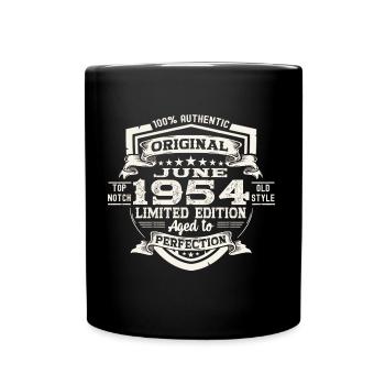 69e anniversaire Juin Millésime 1954 Bouclier original - Mug uni - noir - Devant