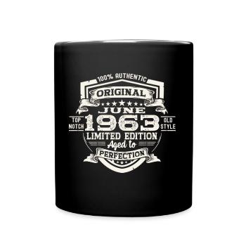 60e anniversaire Juin Millésime 1963 Bouclier original - Mug uni - noir - Devant
