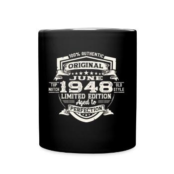 75e anniversaire Juin Millésime 1948 Bouclier original - Mug uni - noir - Devant