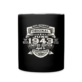80e anniversaire Juin Millésime 1943 Bouclier original - Mug uni - noir - Devant