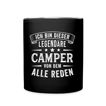 Camper Legende Wohnwagen Camping Lustig Spruch - Tasse einfarbig - Schwarz - Vorne