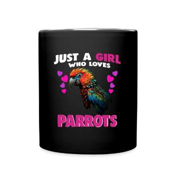Juste une fille qui aime les perroquets - Mug uni - noir - Devant