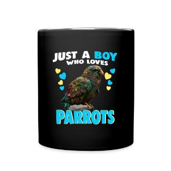 Just a Boy who Loves Parrots - Tasse einfarbig - Schwarz - Vorne