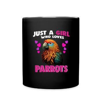 Juste une fille qui aime les perroquets - Mug uni - noir - Devant