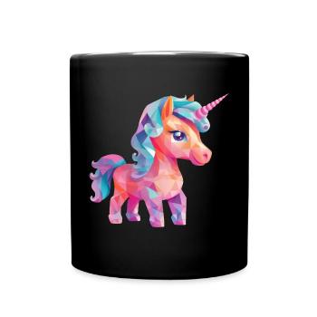 Unicorn Modern Polygon Design - Tasse einfarbig - Schwarz - Vorne