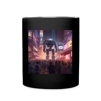 Cyberpunk Summer Music Festival with ChatGPT Robot - Tasse einfarbig - Schwarz - Vorne