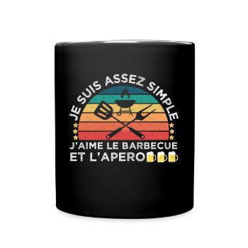 J' aime le barbecue et l' apéro humour bbq cadeau - Mug uni - noir - Devant