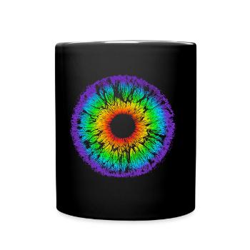 Rainbow Eye, Iris, LGBT, Gay Pride, Mandala - Full Colour Mug - black - Front