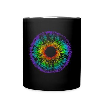 Rainbow Eye, Iris, LGBT, Gay Pride, Mandala - Full Colour Mug - black - Front