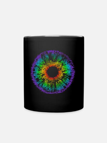 Regenbogen Auge, Iris, LGBT, Gay Pride, Mandala - Tasse einfarbig - Schwarz