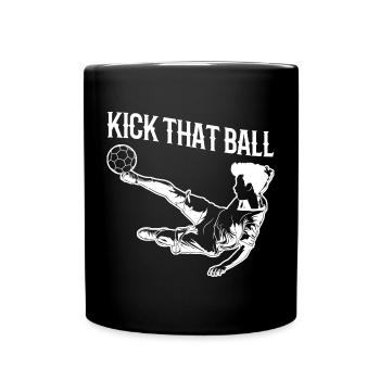Schieß den Ball - Tasse einfarbig - Schwarz - Vorne