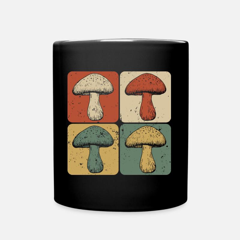 Vier Pilze Vintage - Tasse einfarbig - Schwarz