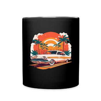 Palm trees sunset American style - Full Colour Mug - black - Front