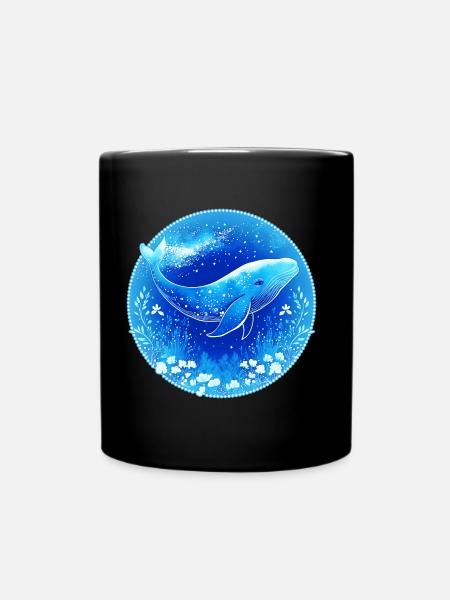 Wal, Meer, Walfisch, Unterwasser, Korallen, Natur - Tasse einfarbig - Schwarz