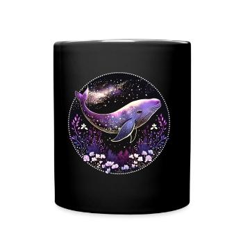 Wal, Meer, Walfisch, Unterwasser, Korallen, Natur - Tasse einfarbig - Schwarz - Vorne