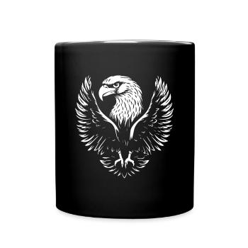 Adlerkopf mit breiten Flügeln - Tasse einfarbig - Schwarz - Vorne