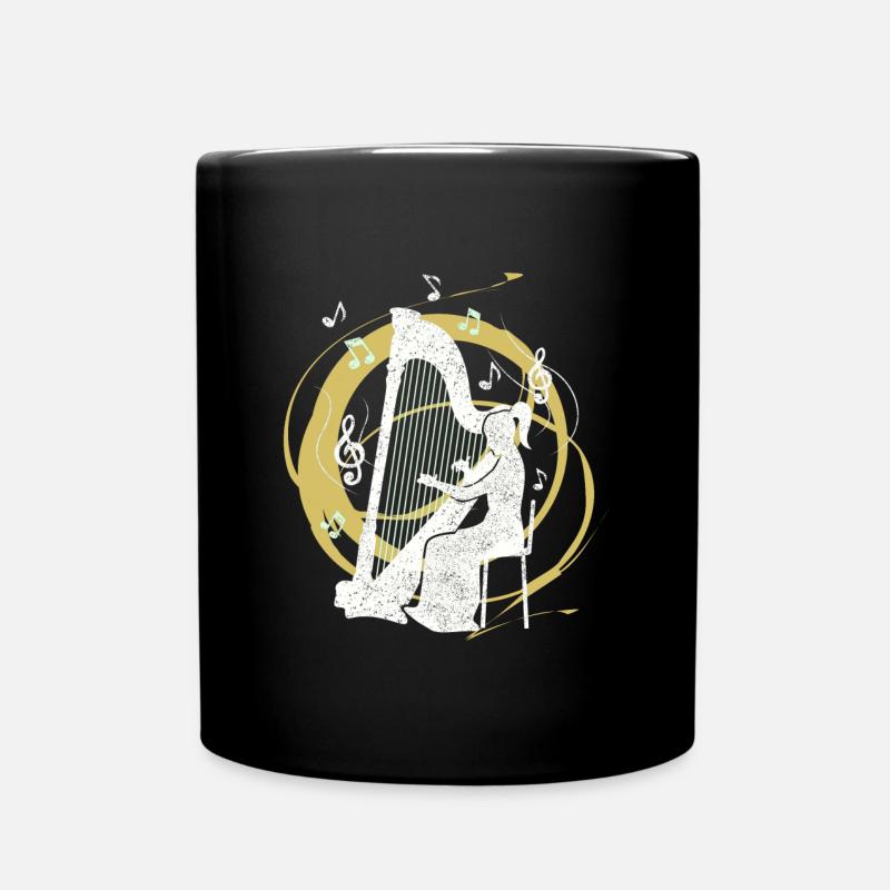 Harfenspielerin Harfe - Tasse einfarbig - Schwarz