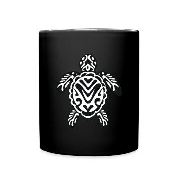 Eine Meeresschildkröte in Schwarz-Weiß - Tasse einfarbig - Schwarz - Vorne