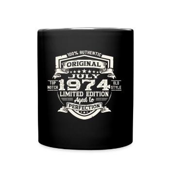 49th Birthday Man Original July Vintage 1974 - Full Colour Mug - black - Front