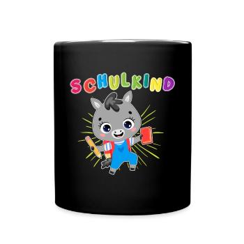 Stilvoll ins Schulleben! Unser Einschulungs-Design - Tasse einfarbig - Schwarz - Vorne