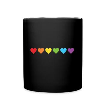 Cœurs arc-en-ciel - Mug uni - noir - Devant