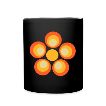 70er Jahre Blume Muster - Tasse einfarbig - Schwarz - Vorne