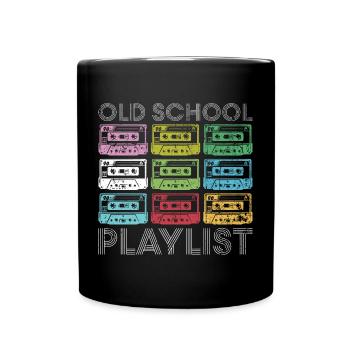 Rainbow Cassette Grid Print - Full Colour Mug - black - Front