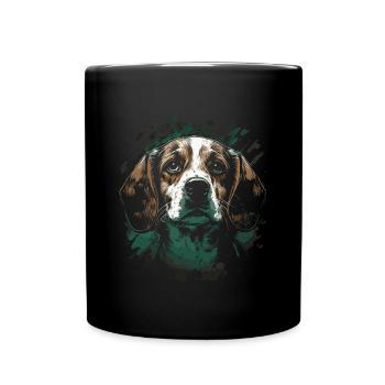 Beagle Hund - Tasse einfarbig - Schwarz - Vorne