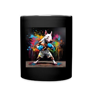 Boxeur Bull Terrier anglais dans une position de boxe - Mug uni - noir - Devant